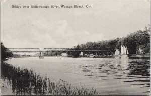 Bridge & Nottawasaga River Wasaga Beach Ontario 1930 from Dixie Inn Postcard F30