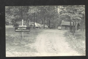 RPPC CHETEK WISCONSIN JOHNSONS SNUG HARBOR OLD CARS REAL PHOTO POSTCARD