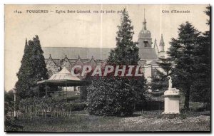 Old Postcard Fougeres Eglise Saint Leonard view of the public garden Cote d E...