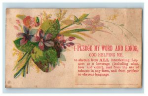 1880's Abstain From Drinking Pledge Card Abstinence Alcohol Trade Cards P120