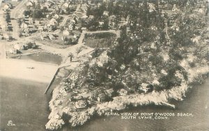 South Lime Connecticut Point O' Woods Beach Aerial View Litho Postcard