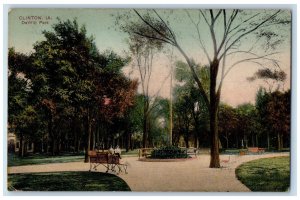 1908 View Of Dewitt Garden Park Trees Scene Clinton Iowa IA Antique Postcard