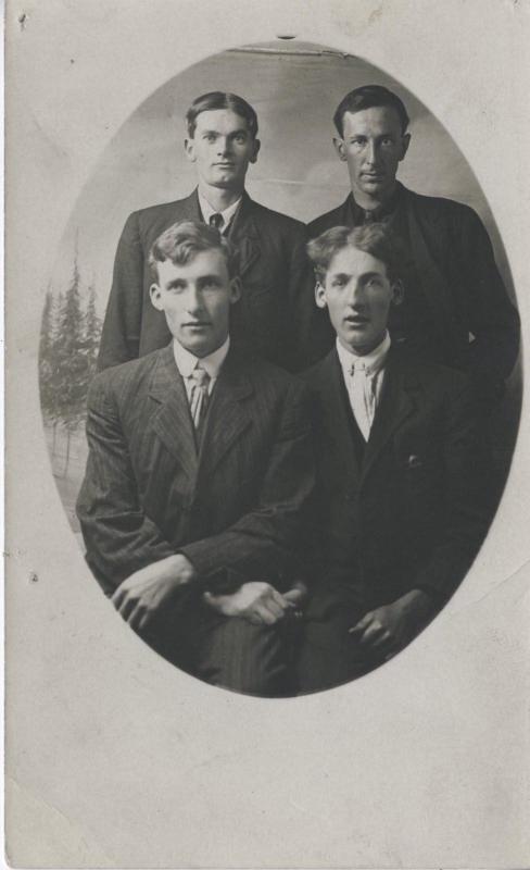 Studio Portrait of 4 Men Studio Formal Black & White c1910s RPPC Postcard *as is