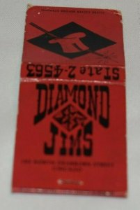 Diamond Jim's Chicago Illinois Top Hat and Cane 20 Strike Matchbook Cover