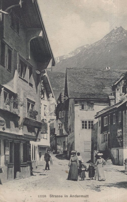 Posh Ladies At Strasse In Andermatt Switzerland Old Postcard