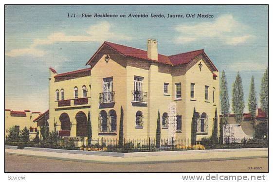 Fine Residence On Avenida Lerdo, Juarez, Old Mexico, 1930-1940s