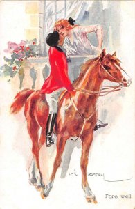 Lady Kissing Horse Rider Artist Signed Luis Usabol Postcard AA79757