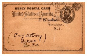 Massachusetts Essex Cancel 1899 , Edgewood Congregational Society , Reply Card