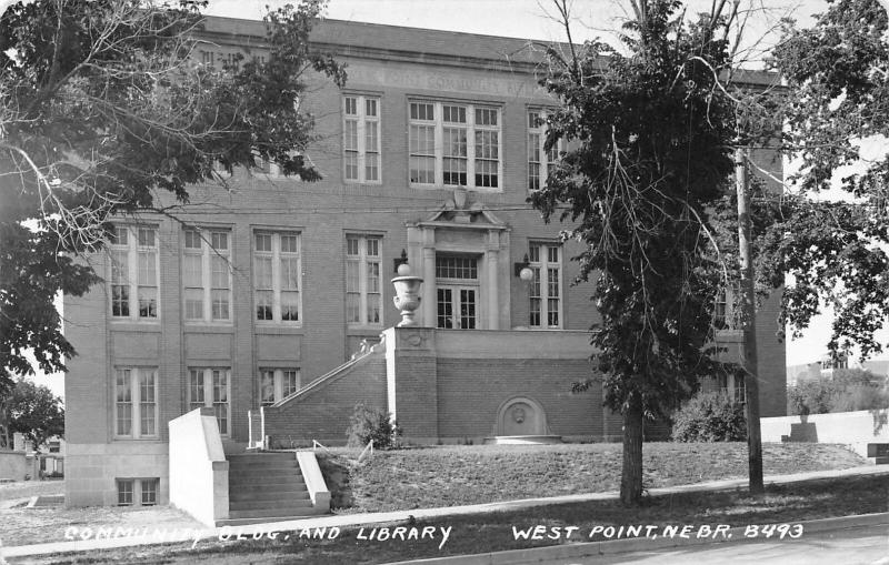 West Point Nebraska~Community Building & Public Library~1940s Real Photo~RPPC 