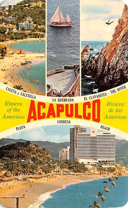 Beach, La Quebrada Acapulco Mexico Tarjeta Postal 1972 