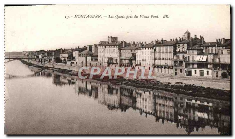 Old Postcard Montauban taken Quays of the Old Bridge