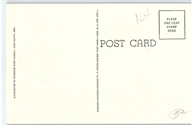 First Methodist Church Sixth & Pine Sta Pine Bluff B& W Arkansas Postcard