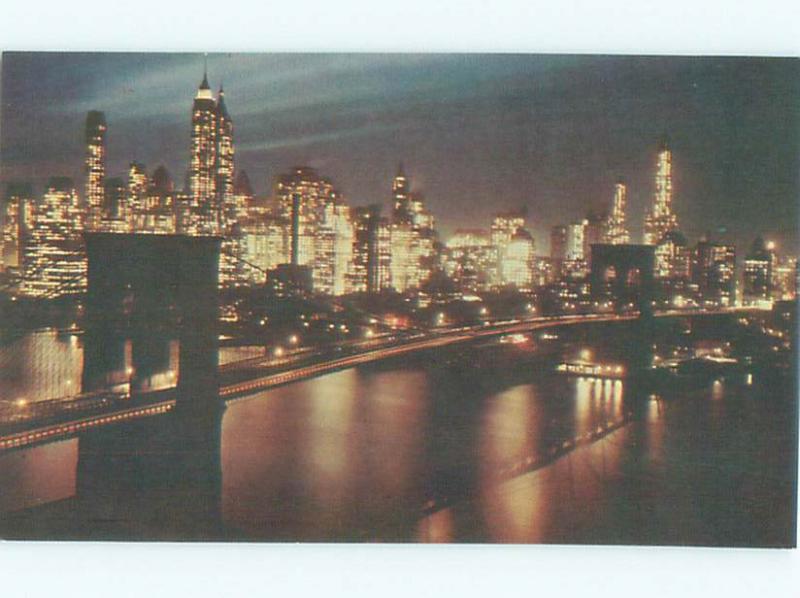 Pre-1980 BROOKLYN BRIDGE AT NIGHT Brooklyn - New York City New York NY AE5461