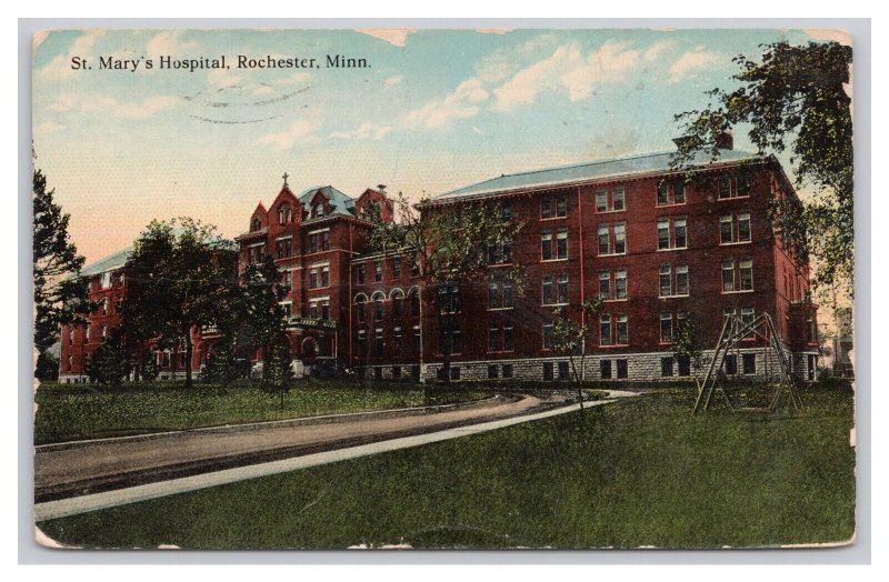 Postcard St. Mary's Hospital Rochester Minn. Minnesota c1913 Postmark