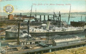 c1909 Postcard; Shipyards of the Moran Company, Seattle WA posted