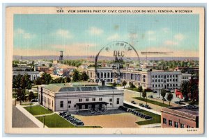 c1940's View Showing Part of Civic Center Looking West Kenosha WI Postcard