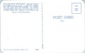 1950s Blue and White Motor Court St. Augustine Florida Postcard