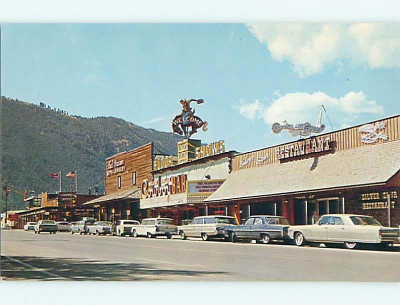 Unused Pre-1980 CARS & SILVER STAR RESTAURANT & SHOPS Jackson WY v7321