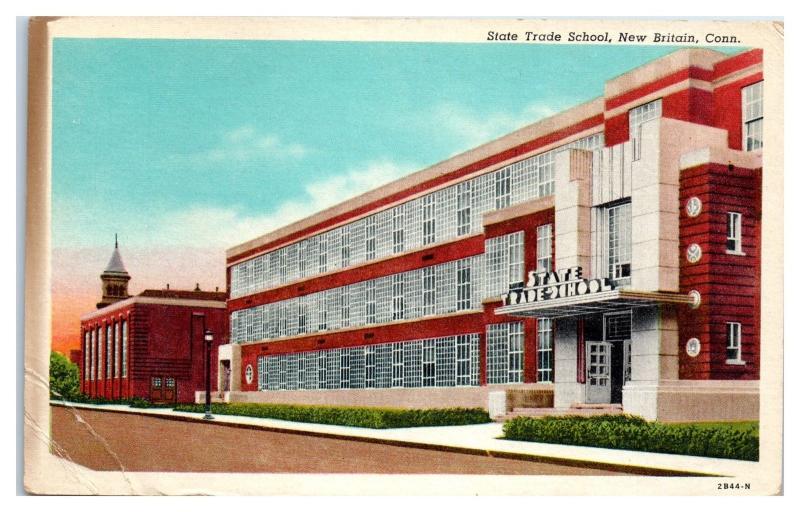Mid-1900s State Trade School, New Britain, CT Postcard