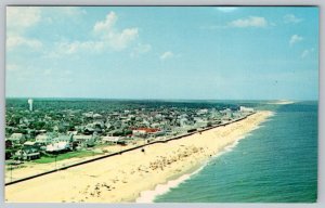 1950's REHOBOTH BEACH DELAWARE AERIAL HELICOPTER VIEW LOOKING NORTH POSTCARD