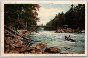 Postcard Muskoka Lakes Ontario c1930s Shooting The Rapids Moon River Anderson's