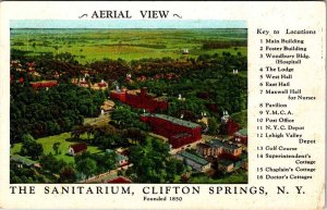 Postcard AERIAL VIEW SCENE Clifton Springs New York NY AN8909