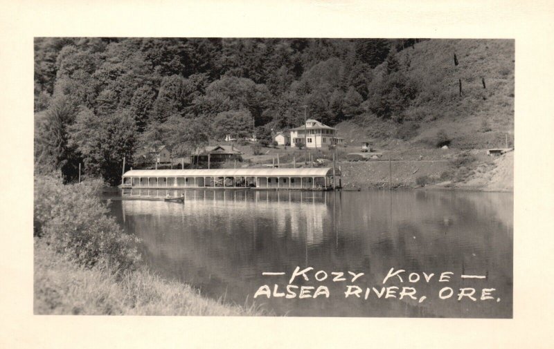 Vintage Postcard Kozy Kove Alsea River Home Oregon Real Photo RPPC