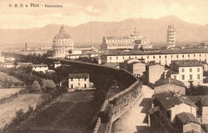 Vintage Postcard Panorama City View Residences Buildings Pisa Italy