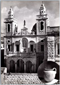 VINTAGE CONTINENTAL SIZED POSTCARD VASE & FAÇADE AT CANA OF GALILEE ISRAEL RPPC