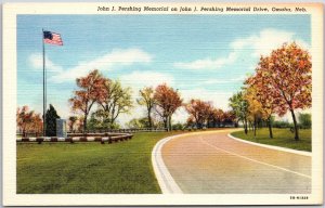 John J Pershing Memorial Drive Omaha Nebraska Flagpole Beautiful Ground Postcard
