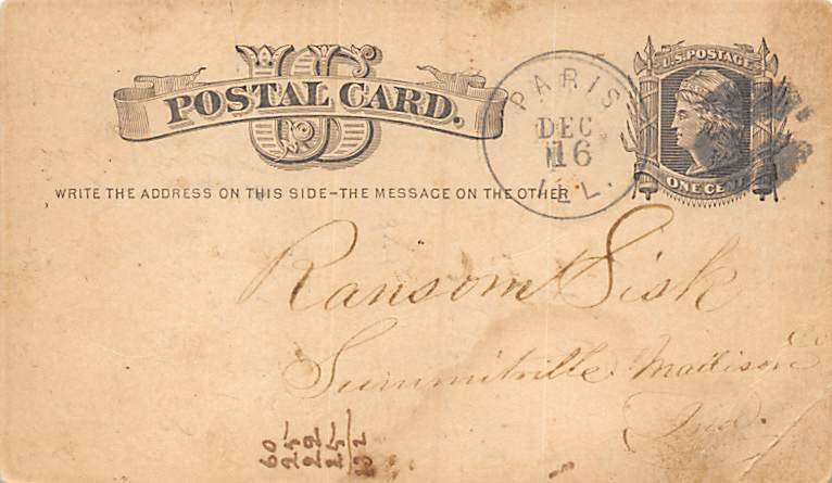 Postal Cards, Late 1800's Writing on Back 