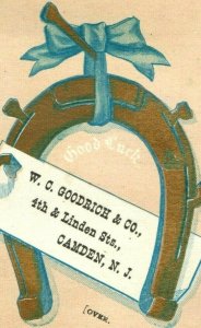 1880's Linden Terrace Pharmacy W.C. Goodrich & Co. Horseshoe Blue Ribbon P153