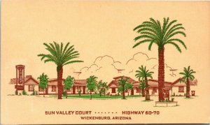 Postcard AR Wickenburg Sun Valley Court - Highways 60 & 70 1950s A19