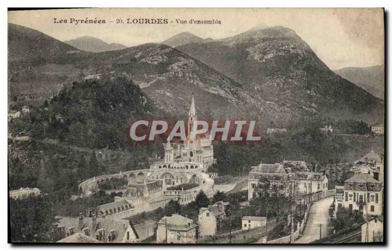 Old Postcard View of Lourdes & # 39ensemble