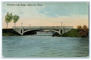 c1930 Fountain Lake Bridge River Albert Lea Minnesota Vintage Antique Postcard