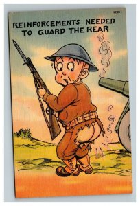 Vintage 1940's Military Comic Postcard Soldier Reinforcements in Rear - FUNNY