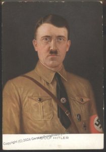 3rd Reich Germany Adolf Hitler Color Portrait Propaganda Card 112742