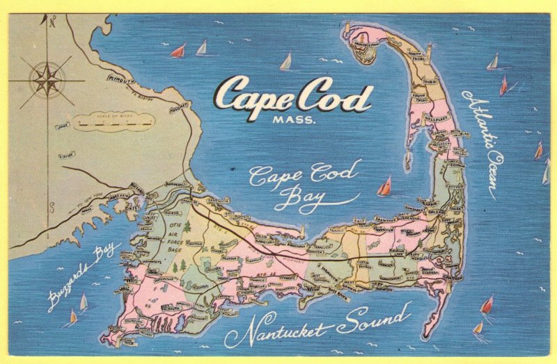 MAP OF BOSTON,SOUTH SHORE,PLYMOUTH AND CAPE COD, MASSACHISETTS   SEE SCAN  128