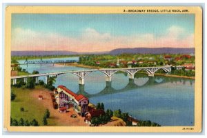 c1940 Broadway Bridge Exterior View River Lake Little Rock Arkansas AR Postcard