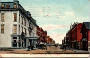 Postcard Front Street, Looking North in Fremont, Ohio