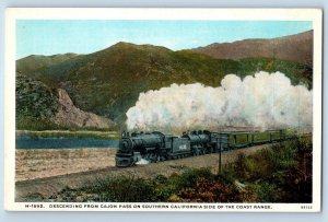 c1920's Descending From Cajon Pass Locomotive San Bernardino California Postcard