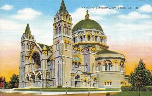 ST LOUIS, MO Missouri  CATHOLIC CATHEDRAL~Church  c1940's Kropp Linen Postcard