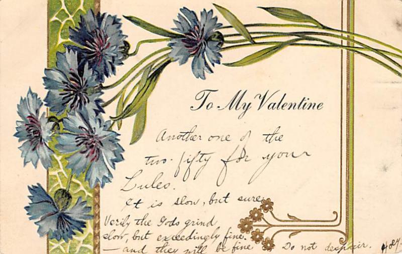 Damaged Valentines Day 1906 writing on front