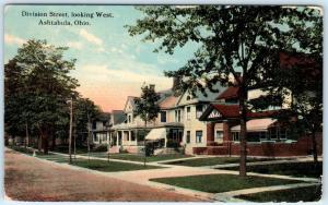 ASHTABULA, Ohio  OH    DIVISION STREET Scene  1913   Postcard