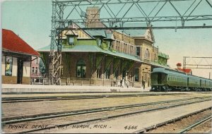 Port Huron MI Tunnel Depot Train Station Acmegraph Postcard G74