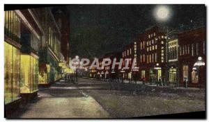 Old Postcard Broadway at night Billings Mont