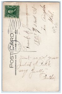 1908 Post Office Building Trolley Peoria Illinois IL RPPC Photo Antique Postcard