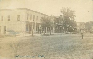 1908 Alexandria Thayer Nebraska Street View Business Block RPPC Photo Postcard