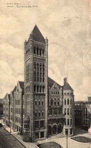 Vintage Postcard 1908 City Hall Building Government Office Syracuse New York NY