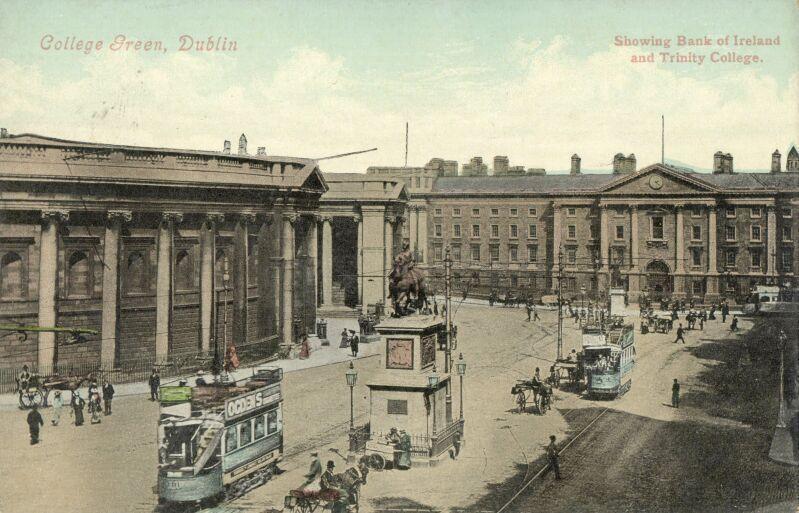 ireland, DUBLIN, College Green, TRAM (1910s)